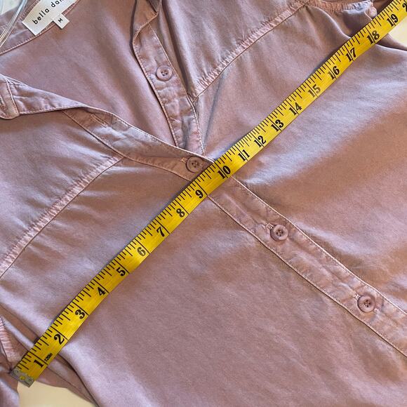 Bella Dahl Tencel Lyocell Button Shirt Womens Medium Pink Mineral Frayed Top - Picture 7 of 8